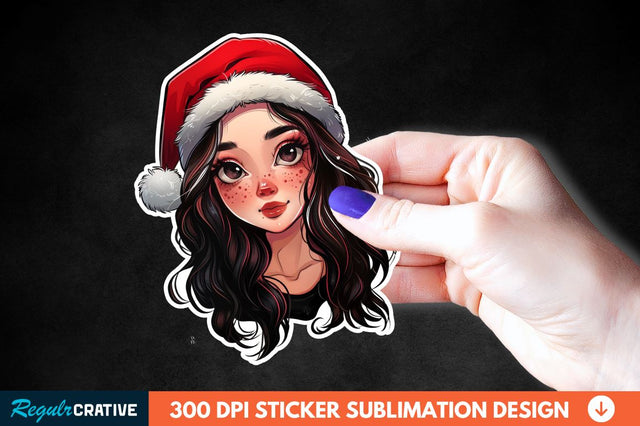 Christmas Girl Sticker Clipart Sublimation Regulrcrative 