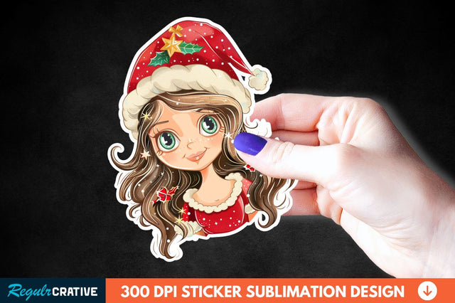 Christmas Girl Sticker Clipart Sublimation Regulrcrative 