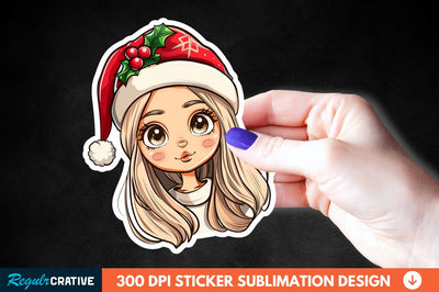 Christmas Girl Sticker Clipart Sublimation Regulrcrative 