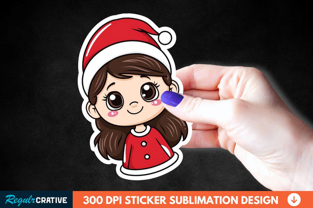 Christmas Girl Sticker Clipart Sublimation Regulrcrative 