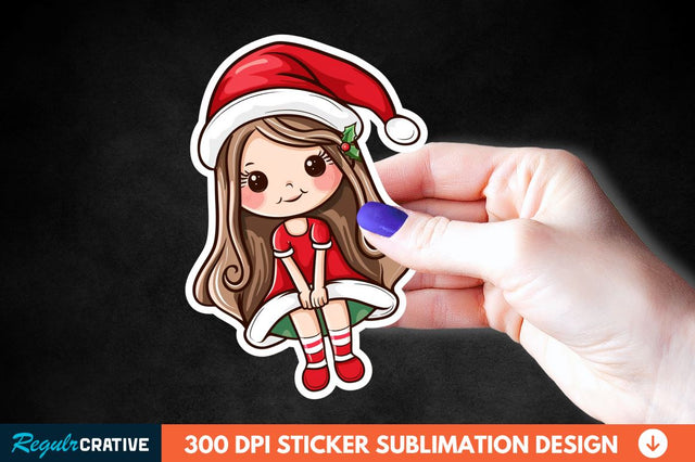 Christmas Girl Sticker Clipart Sublimation Regulrcrative 