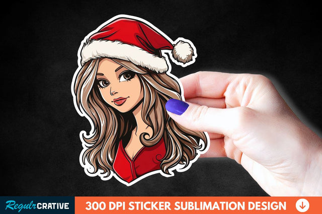 Christmas Girl Sticker Clipart Sublimation Regulrcrative 