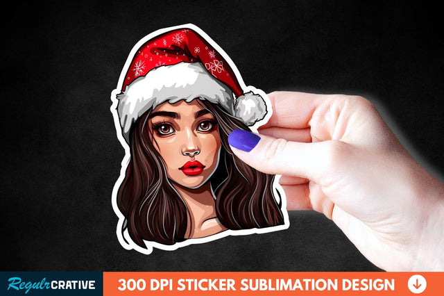 Christmas Girl Sticker Clipart Sublimation Regulrcrative 