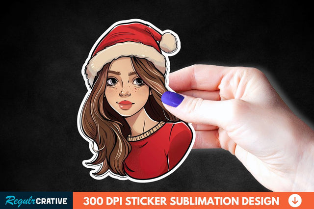 Christmas Girl Sticker Clipart Sublimation Regulrcrative 