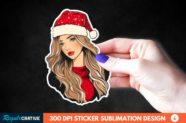 Christmas Girl Sticker Clipart Sublimation Regulrcrative 