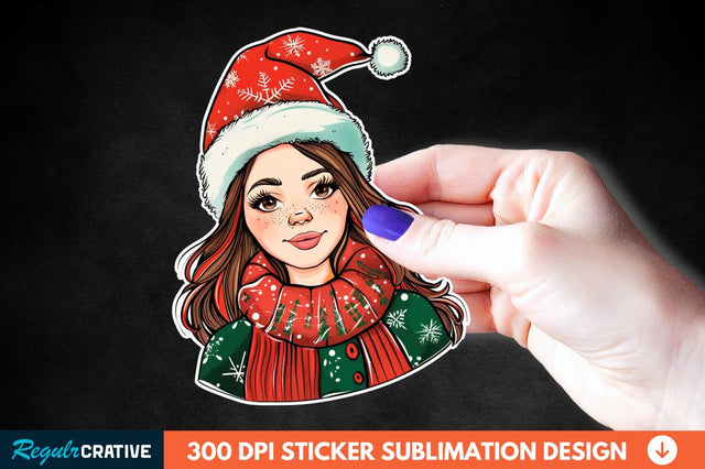 Christmas Girl Sticker Clipart Sublimation Regulrcrative 