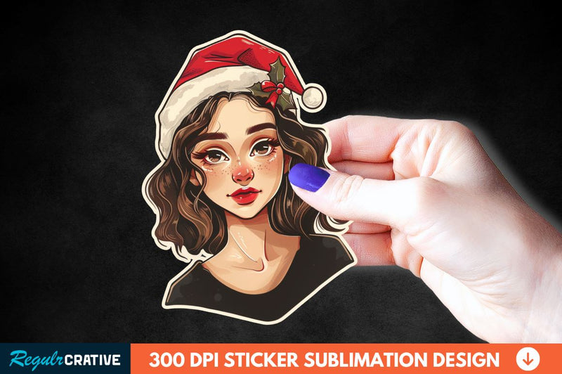 Christmas Girl Sticker Clipart Sublimation Regulrcrative 