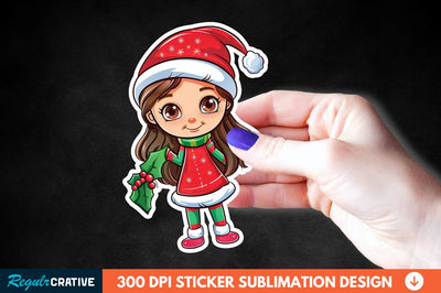 Christmas Girl Sticker Clipart Sublimation Regulrcrative 