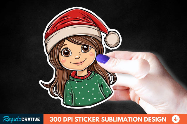 Christmas Girl Sticker Clipart Sublimation Regulrcrative 