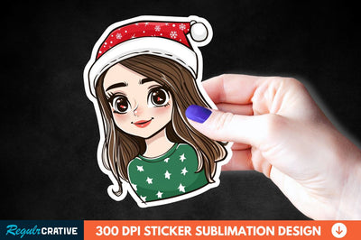 Christmas Girl Sticker Clipart Sublimation Regulrcrative 