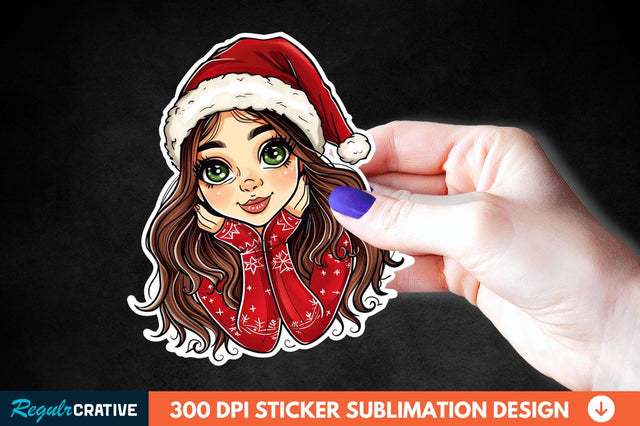 Christmas Girl Sticker Clipart Sublimation Regulrcrative 