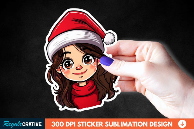 Christmas Girl Sticker Clipart Sublimation Regulrcrative 
