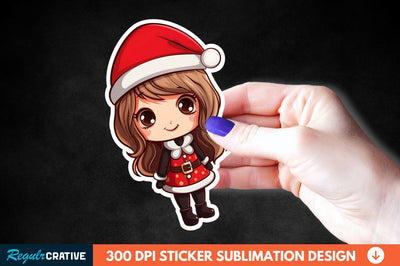 Christmas Girl Sticker Clipart Sublimation Regulrcrative 
