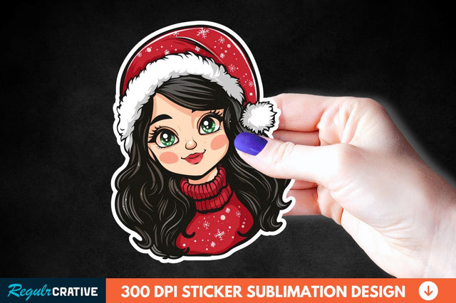 Christmas Girl Sticker Clipart Sublimation Regulrcrative 