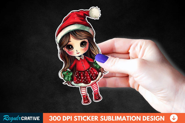 Christmas Girl Sticker Clipart Sublimation Regulrcrative 