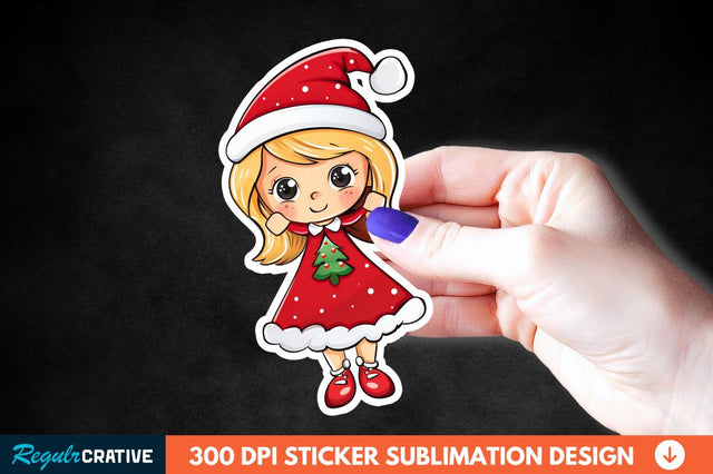 Christmas Girl Sticker Clipart Sublimation Regulrcrative 