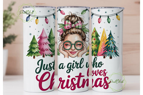Christmas Girl Tumbler Wrap Sublimation PixelChick 