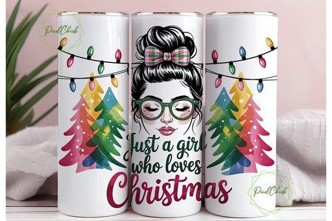 Christmas Girl Tumbler Wrap Sublimation PixelChick 