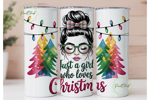 Christmas Girl Tumbler Wrap Sublimation PixelChick 