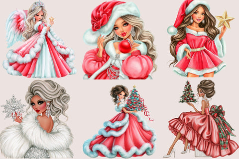 Christmas Glam Lady Clipart Bundle Sublimation SVGArt 