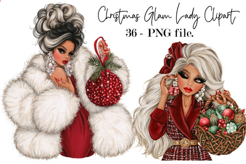 Christmas Glam Lady Clipart Bundle Sublimation SVGArt 