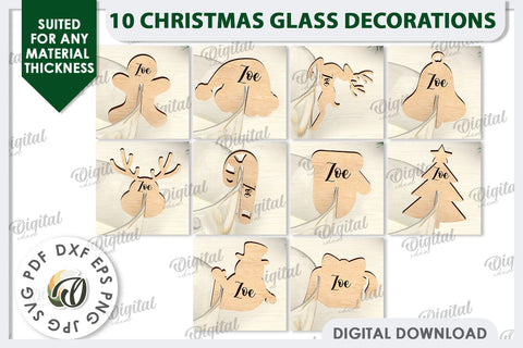 Christmas Glass Decor Laser Cut Bundle. Christmas SVG SVG Evgenyia Guschina 
