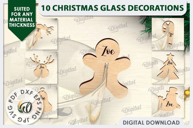 Christmas Glass Decor Laser Cut Bundle. Christmas SVG SVG Evgenyia Guschina 