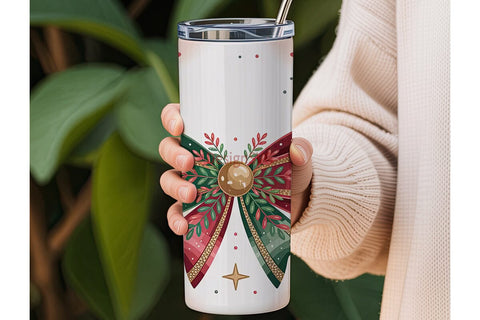 Christmas Glitter Bow 20oz Tumbler Wrap Sublimation DesignSVG 