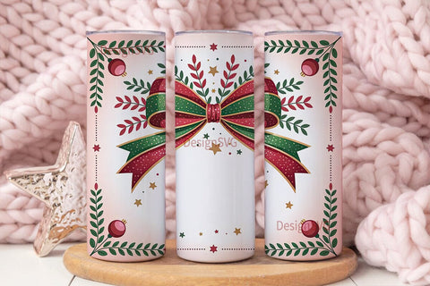 Christmas Glitter Bow 20oz Tumbler Wrap Sublimation DesignSVG 