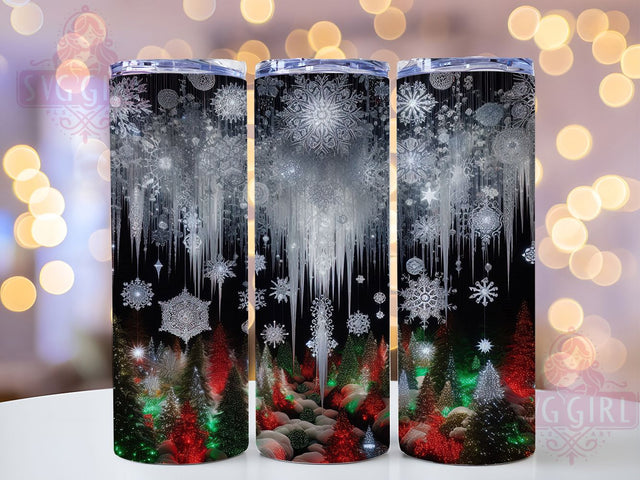 Christmas Glitter Snowflake Tumbler, Snowflake Holiday Wrap, Festive Glitter Sublimation, 20oz Snowflake Tumbler, Winter Glitter Art, Seasonal Snowflake Mug, Sparkling Holiday Cup Sublimation SvggirlplusArt 