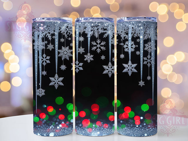 Christmas Glitter Snowflake Tumbler, Snowflake Holiday Wrap, Festive Glitter Sublimation, 20oz Snowflake Tumbler, Winter Glitter Art, Seasonal Snowflake Mug, Sparkling Holiday Cup Sublimation SvggirlplusArt 