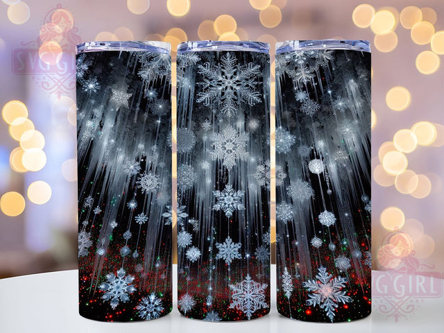Christmas Glitter Snowflake Tumbler, Snowflake Holiday Wrap, Festive Glitter Sublimation, 20oz Snowflake Tumbler, Winter Glitter Art, Seasonal Snowflake Mug, Sparkling Holiday Cup Sublimation SvggirlplusArt 