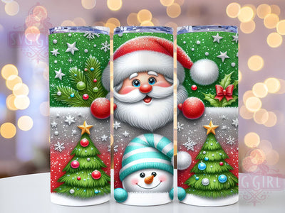 Christmas Glitter Tumbler, Santa Snowman Reindeer Wrap, 20oz Sublimation Design, Digital Download, Holiday Tumbler Print, Festive Decor, Stacked Characters Tumbler Sublimation SvggirlplusArt 