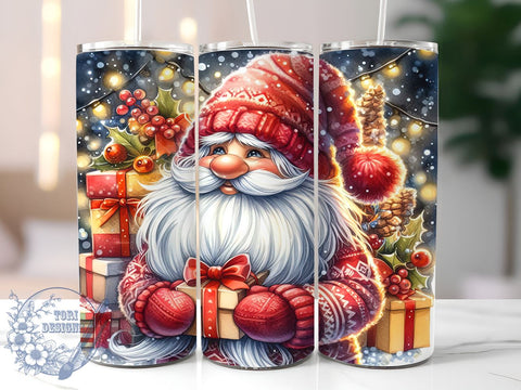 Christmas Gnome 20oz Skinny Tumbler PNG, Gnome Tumbler Sublimation Wrap, Straight & Tapered Tumbler Wrap, Instant Digital Download Sublimation ToriDesigns 