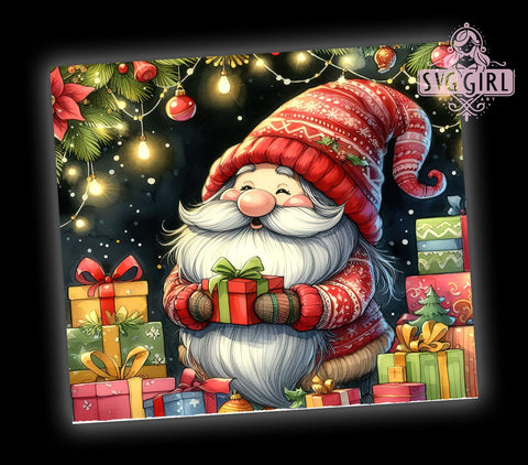 Christmas Gnome 20oz Tumbler Wrap Sublimation Design, Straight Tapered Tumbler Wrap, Christmas Tumbler Png, Instant Digital Download Sublimation SvggirlplusArt 