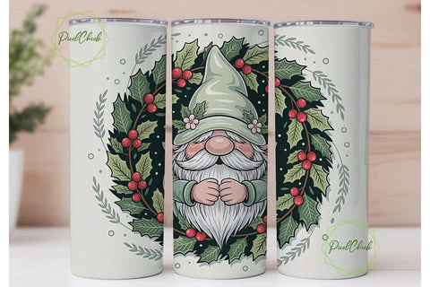 Christmas Gnome 20oz Tumbler Wrap Sublimation PixelChick 