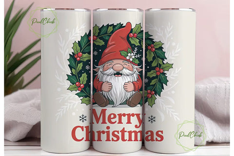 Christmas Gnome 20oz Tumbler Wrap Sublimation PixelChick 