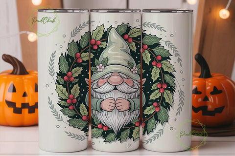 Christmas Gnome 20oz Tumbler Wrap Sublimation PixelChick 