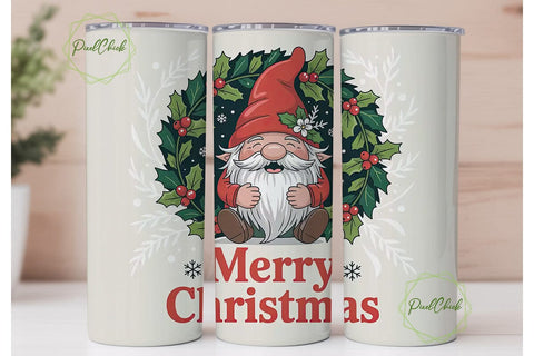 Christmas Gnome 20oz Tumbler Wrap Sublimation PixelChick 