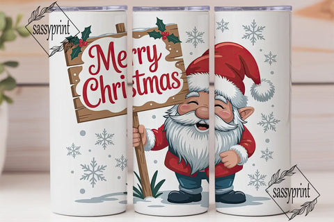 Christmas Gnome 20oz Tumbler Wrap Sublimation sassyprint 