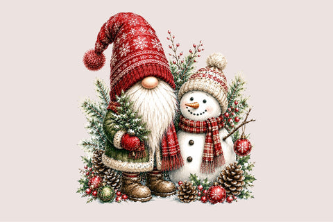 Christmas Gnome and Snowman PNG Clipart Sublimation SVGArt 