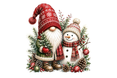 Christmas Gnome and Snowman PNG Clipart Sublimation SVGArt 