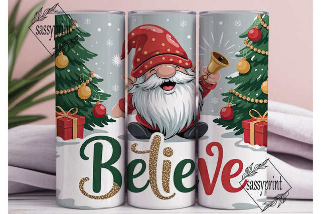 Christmas Gnome Believe 20oz Tumbler Sublimation sassyprint 