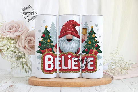 Christmas Gnome Believe 20oz Tumbler Sublimation sassyprint 