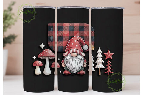 Christmas Gnome Buffalo Plaid Tumbler Sublimation PixelChick 