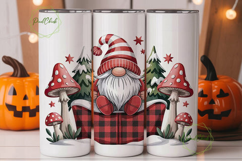 Christmas Gnome Buffalo Plaid Tumbler Sublimation PixelChick 