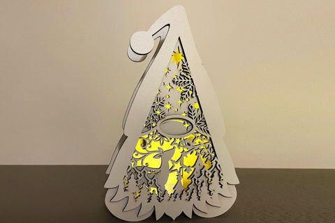 Christmas Gnome Candle Holders Set, Wood cut, Laser Cut Template SVG LaserCutano 