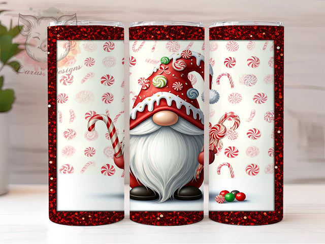 Christmas Gnome Candy Cane Festive Tumbler Wrap, Candy Cane Tumbler, 20oz Tumbler Wrap, Sublimation Drinkware, Holiday Gift, Festive Mug, Cute Gnome Decor Sublimation Lara' s Designs 