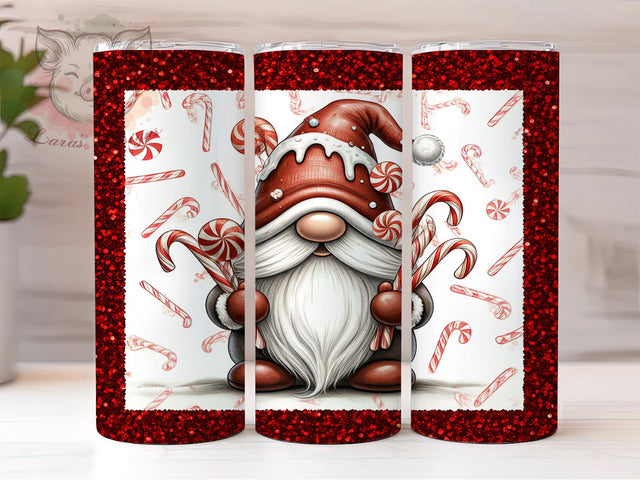 Christmas Gnome Candy Cane Festive Tumbler Wrap, Candy Cane Tumbler, 20oz Tumbler Wrap, Sublimation Drinkware, Holiday Gift, Festive Mug, Cute Gnome Decor Sublimation Lara' s Designs 
