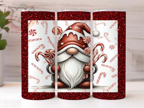 Christmas Gnome Candy Cane Festive Tumbler Wrap, Candy Cane Tumbler, 20oz Tumbler Wrap, Sublimation Drinkware, Holiday Gift, Festive Mug, Cute Gnome Decor Sublimation Lara' s Designs 